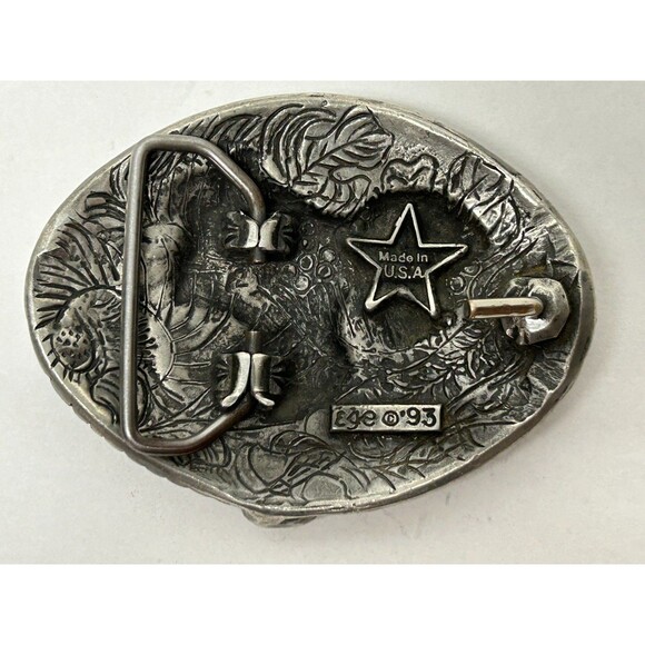 Vintage 1993 EGE Pewter Ornate Western Horse Saddle Cowby Cowgirl Belt Buckle - Picture 2 of 5